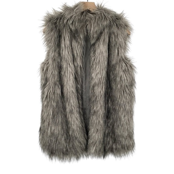 Lovers + Friends Jackets & Blazers - Lovers + Friends Gray Faux Fur Vest Women’s Small Camille Revolve Open‎ Front